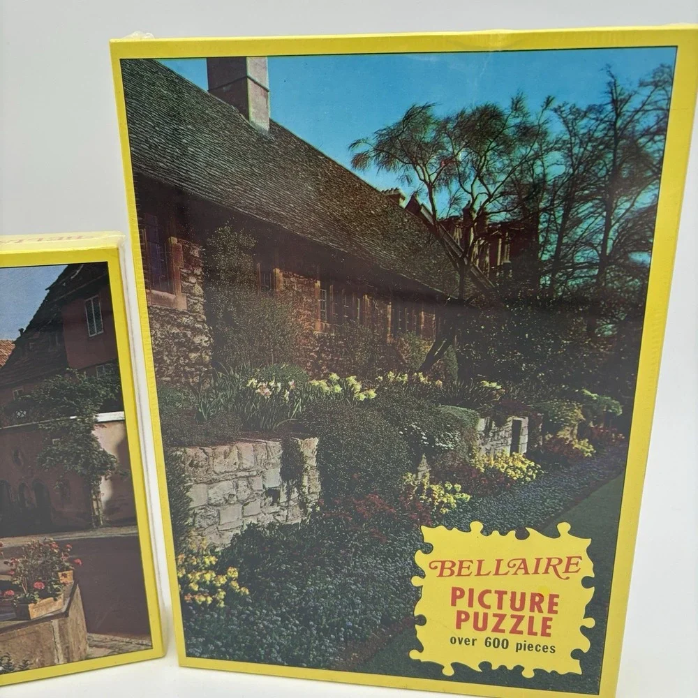 2 Vtg Bellaire Picture Puzzle  European Country Home Scenes 600+ Pieces Sealed‎